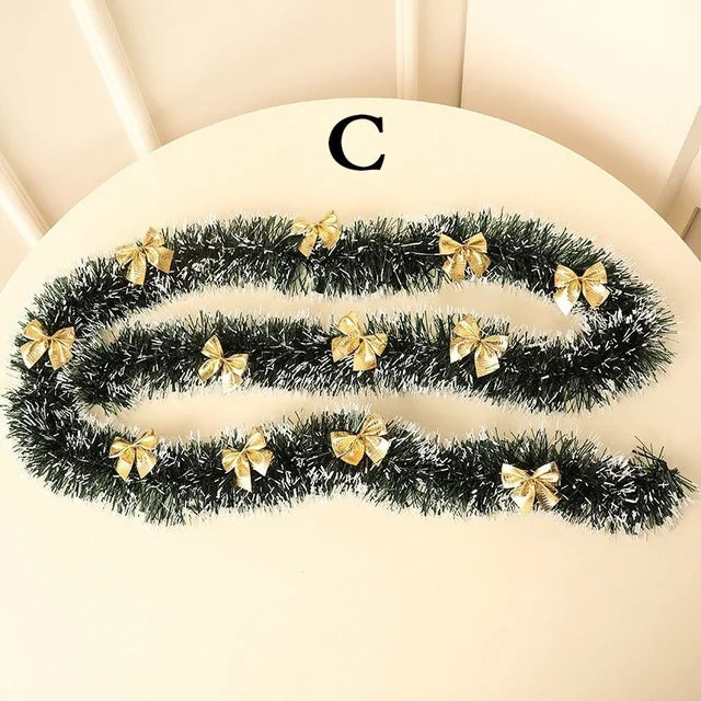 1PCS 2M Christmas Eve Decoration Bar Tops Ribbon Garland Christmas Tree Kitchen Ornaments Wedding Party Decoration Prop