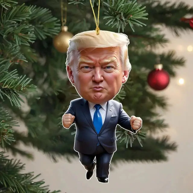 Trump-Inspired Acrylic Christmas Decor Hanging Ornament for Car and Tree Perfect Holiday Gift Funny Cartoon Pendant