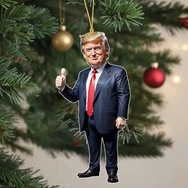 Trump-Inspired Acrylic Christmas Decor Hanging Ornament for Car and Tree Perfect Holiday Gift Funny Cartoon Pendant