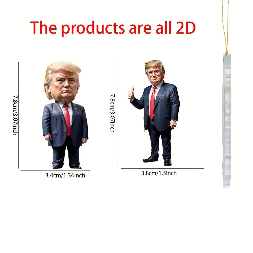 Trump-Inspired Acrylic Christmas Decor Hanging Ornament for Car and Tree Perfect Holiday Gift Funny Cartoon Pendant