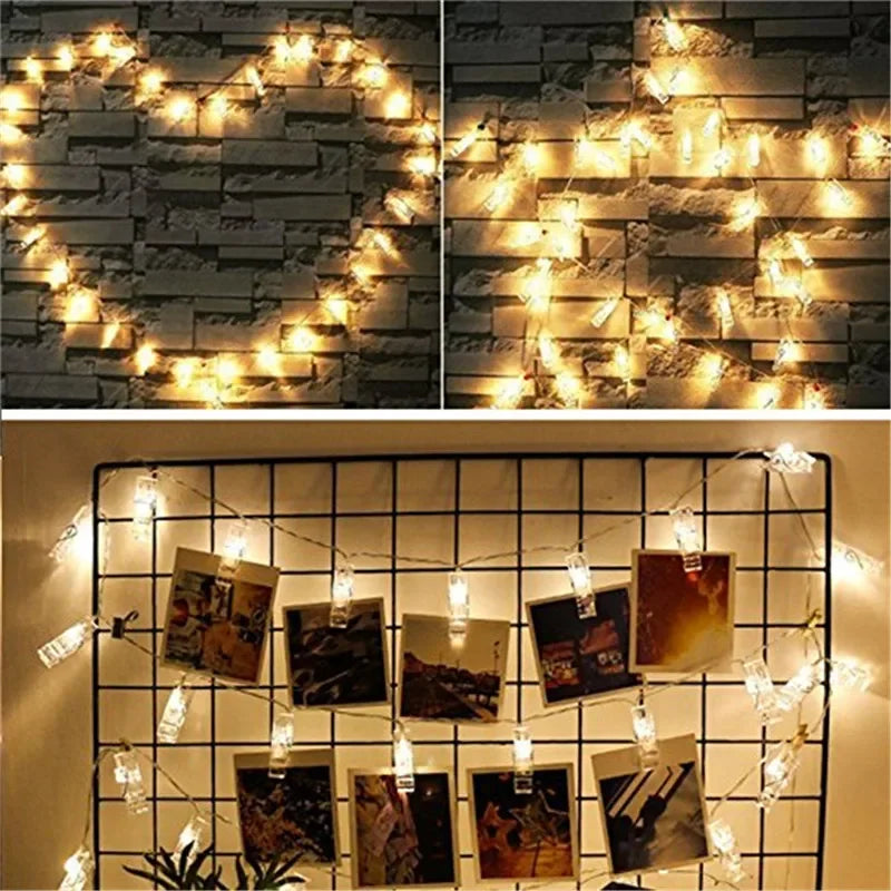 3m 20 LED Photo Clip Fairy String lights Card Holder Garland lamp for Christmas Wedding Party Fairy Lights christmas decorations